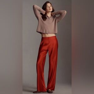 Reformation Gale Satin Mid-Rise Bias-Cut Pants